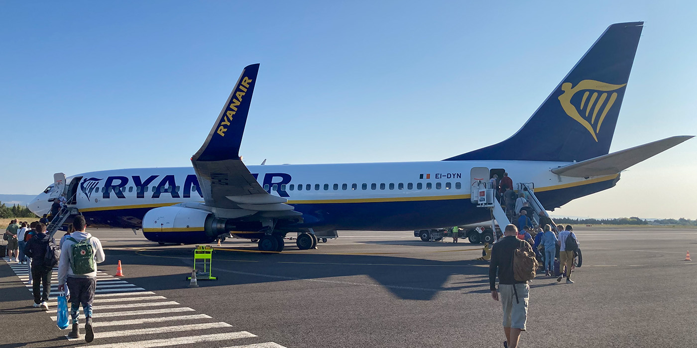 Ryanair plane at Carcassonne airport